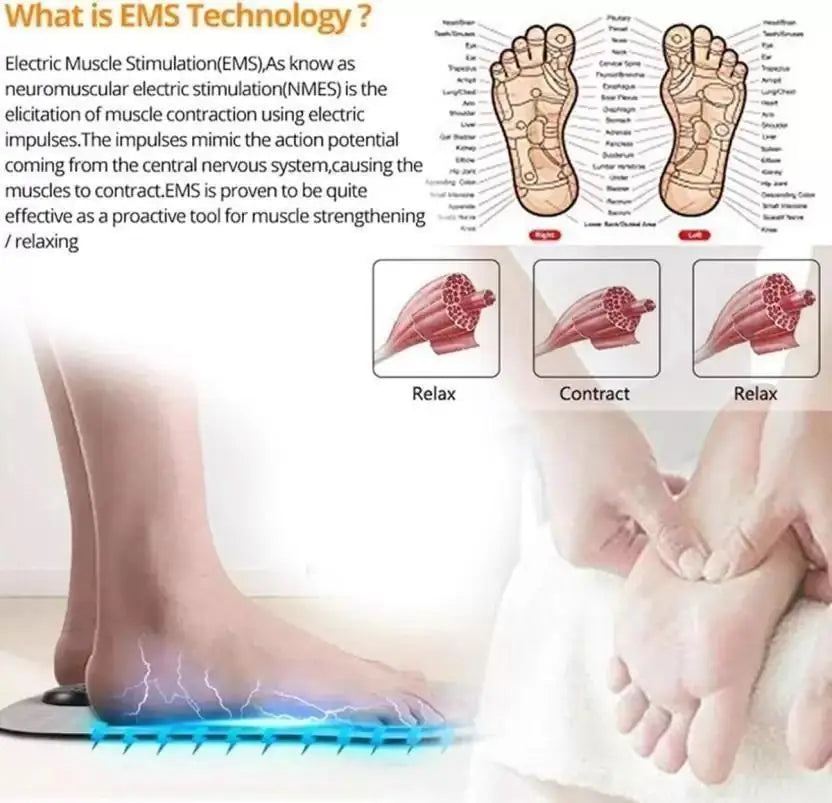 Foot Muscle Electronic Feet Massager, USB Rechargeable Massager (Black)