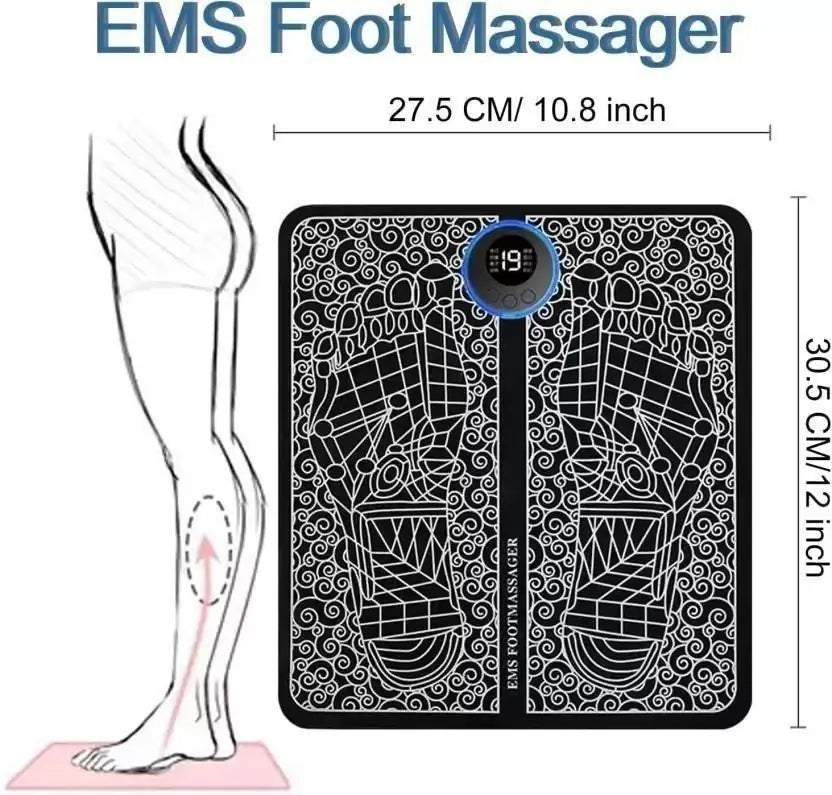 Foot Muscle Electronic Feet Massager, USB Rechargeable Massager (Black)