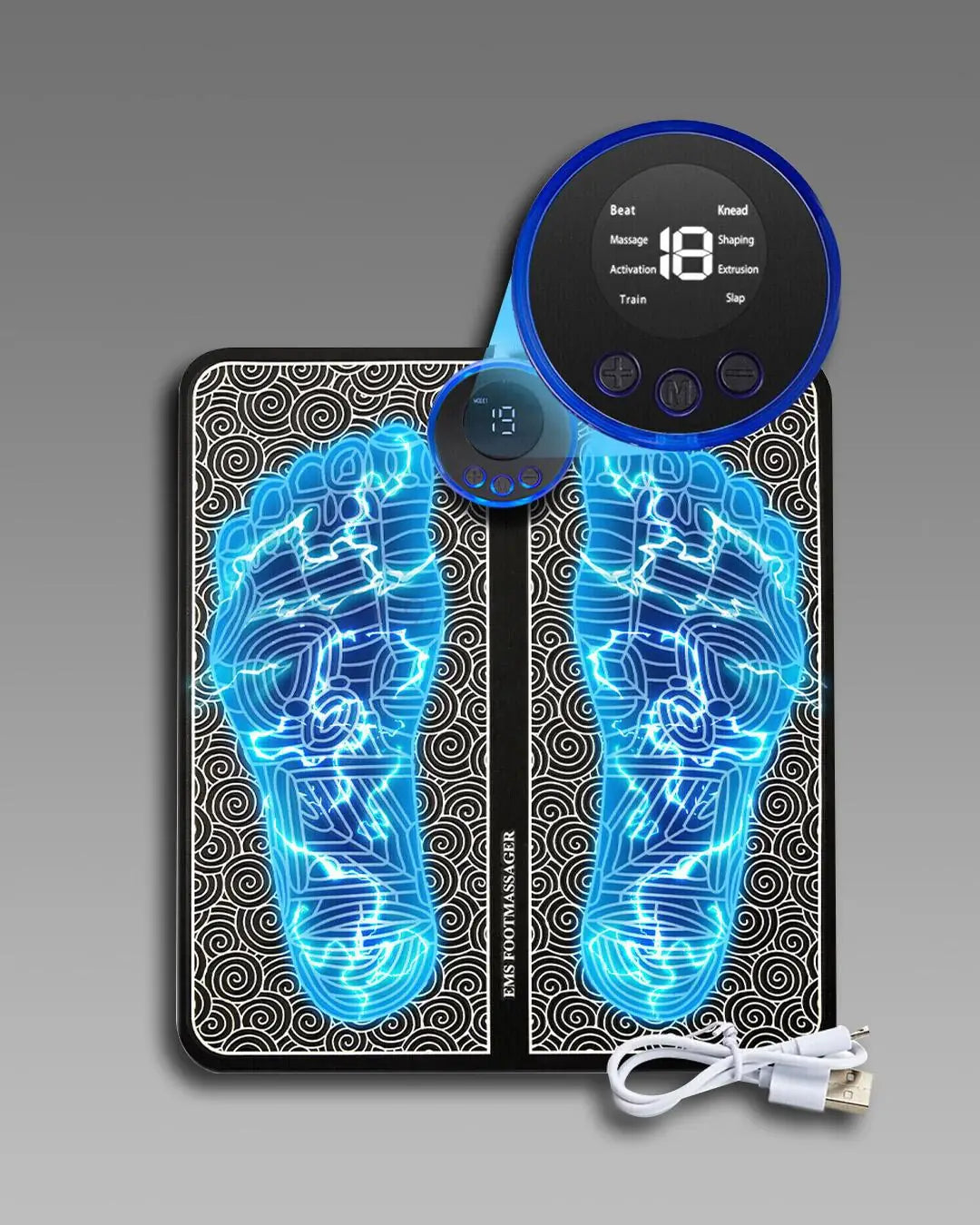 Foot Muscle Electronic Feet Massager, USB Rechargeable Massager (Black)